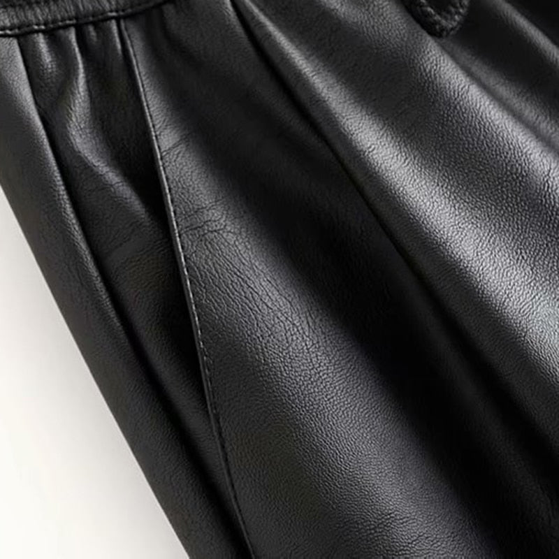 ELASTIC FAUX LEATHER TROUSERS