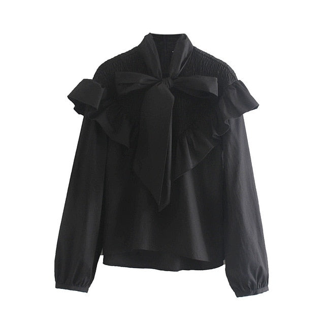 POPLIN BLOUSE WITH BOW