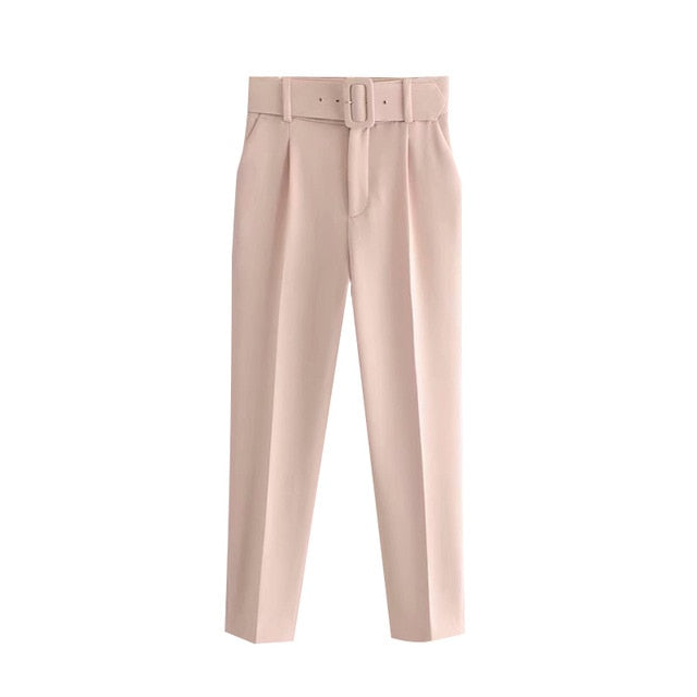 HIGH WAIST TROUSERS WITH BELT