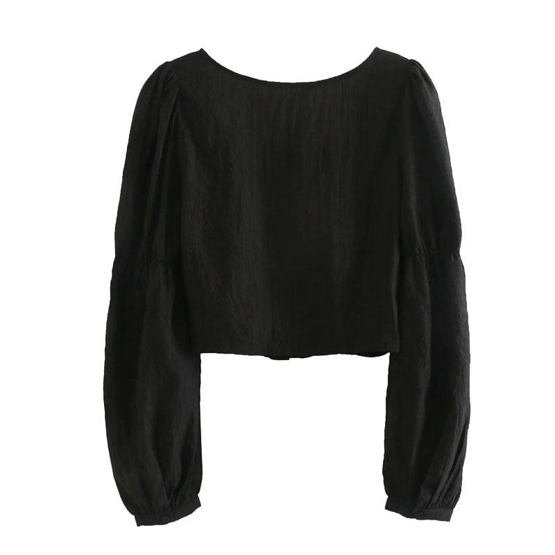 PLEATED CROPPED BLOUSE