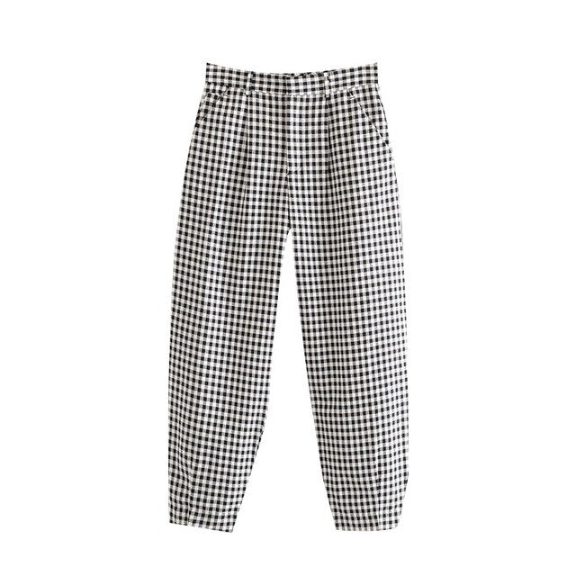 SLOUCHY GINGHAM TROUSERS