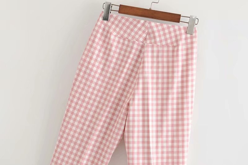 FLARED GINGHAM TROUSERS