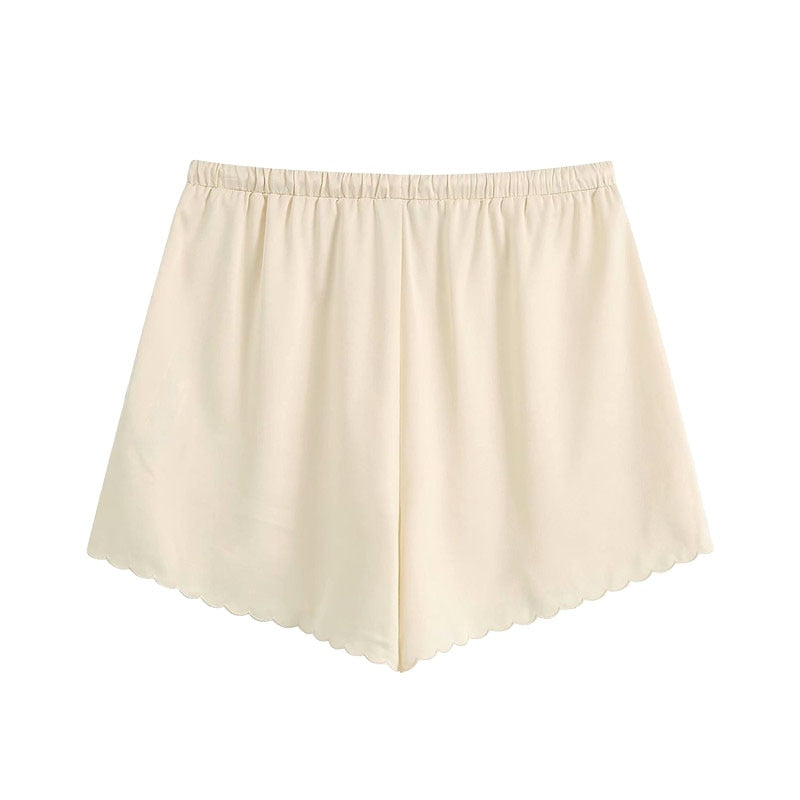 LACE-TRIMMED EMBROIDERED SHORTS