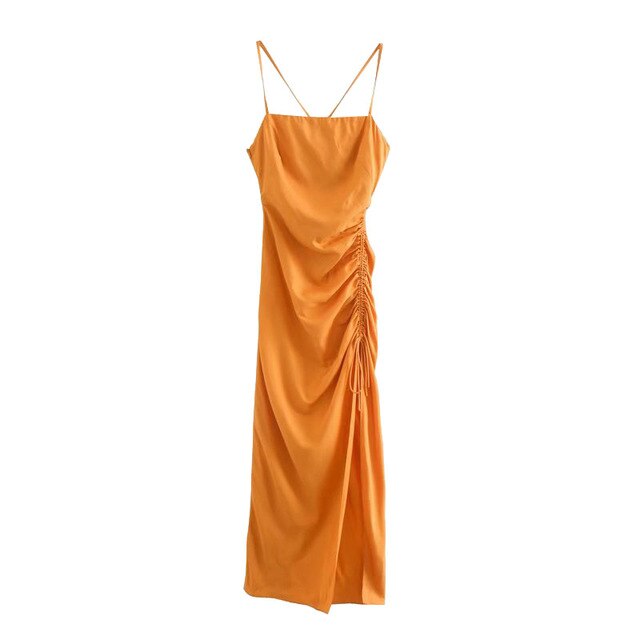 DRAPED DETAIL WITH ADJUSTABLE TIE DRESS