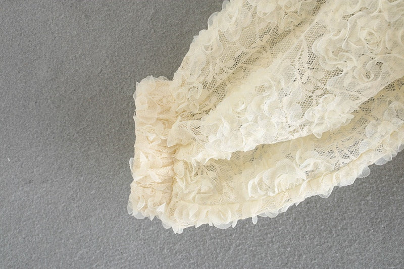 ORGANZA LACE CROPPED BLOUSE
