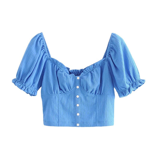BLUE CROPPED BLOUSE
