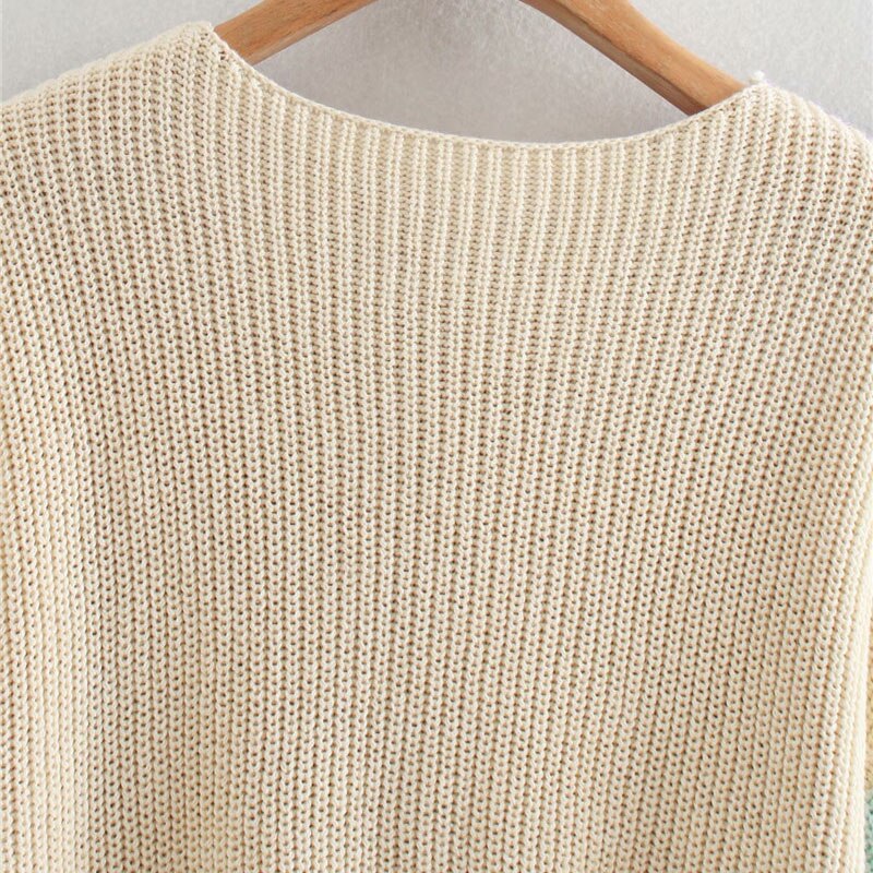 PATCHWORK CROPPED KNITTED SWEATER
