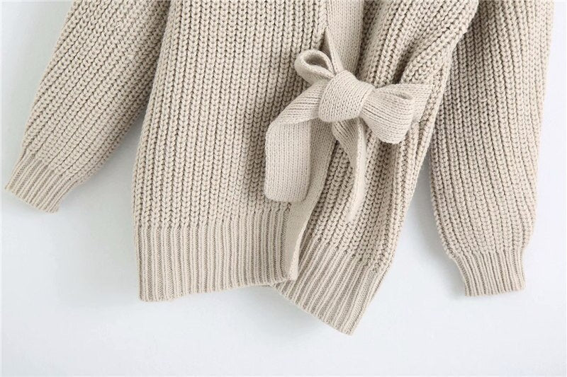 TIED WRAP LONG KNITTED CARDIGAN