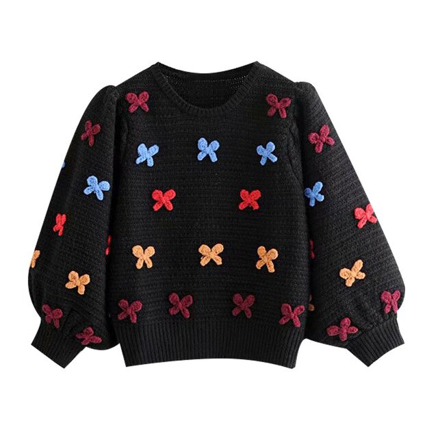 APPLIQUES CROPPED SWEATER