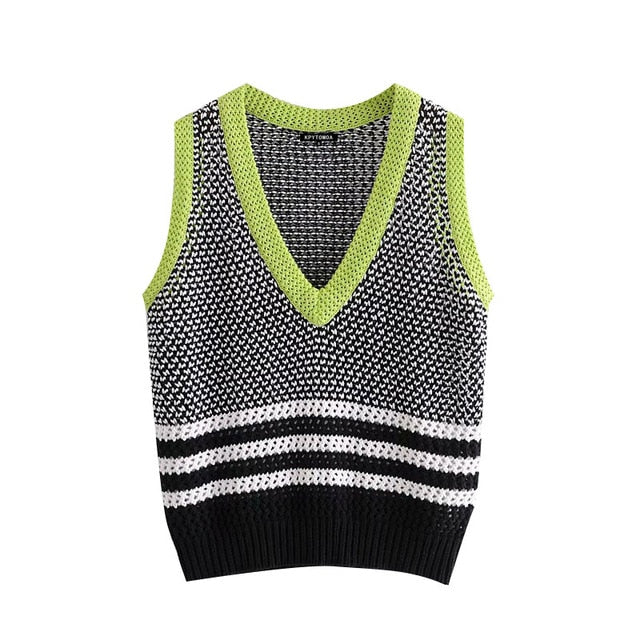 STRIPED KNITTED WAISTCOAT