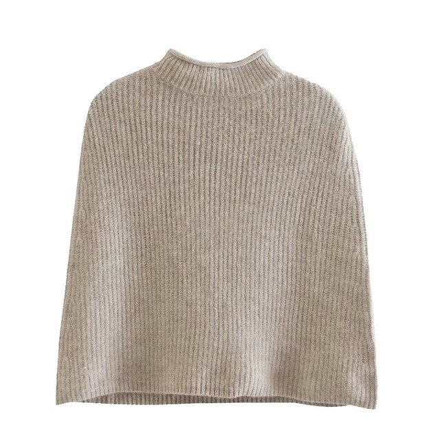 CROPPED KNITTED CAPE SWEATER
