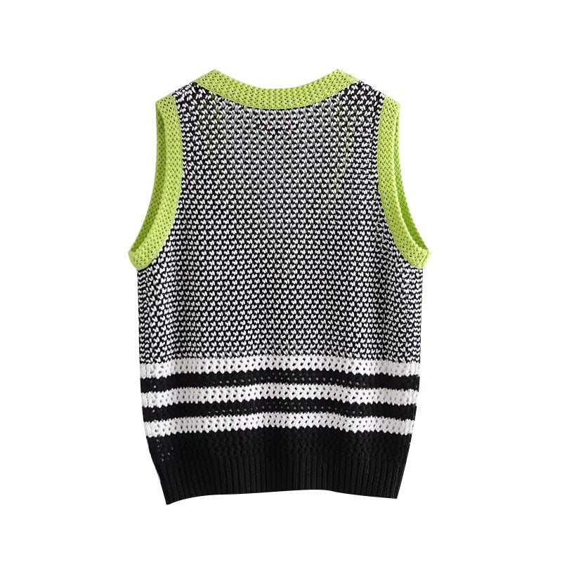 STRIPED KNITTED WAISTCOAT