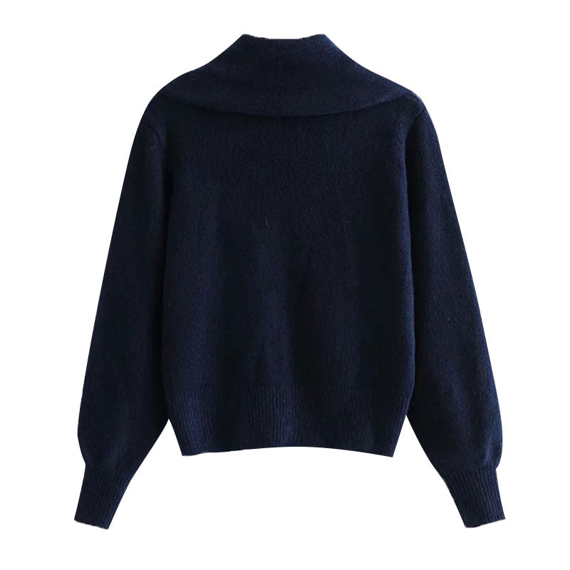 KNOT RIBBED TRIMS KNITTED SWEATER