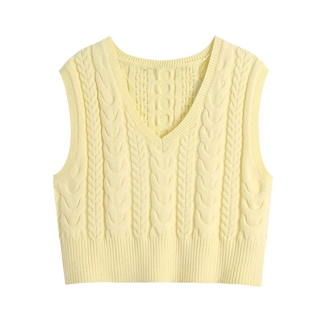 CROPPED CABLE-KNIT VEST