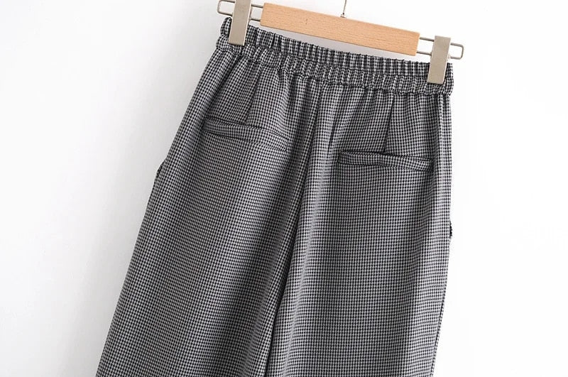 HOUNDSTOOTH WIDE LEG PANTS