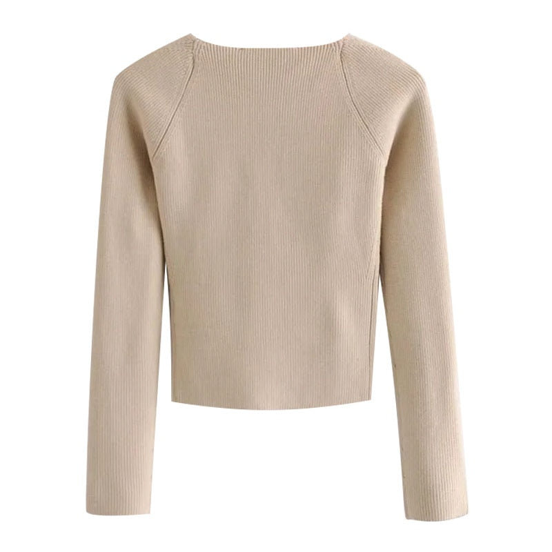 SWEETHEART NECK CROPPED SWEATER