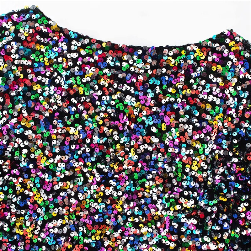 SHINY SEQUIN CROPPED SHIRT