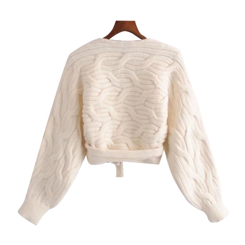 CROPPED CABLE-KNIT CARDIGAN