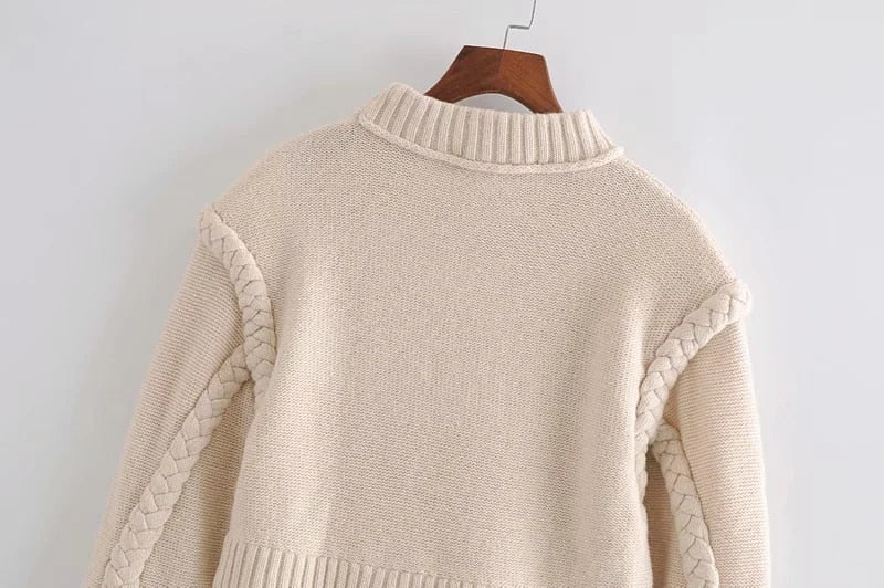 CROPPED SWEATER WITH SHOULDER PADS