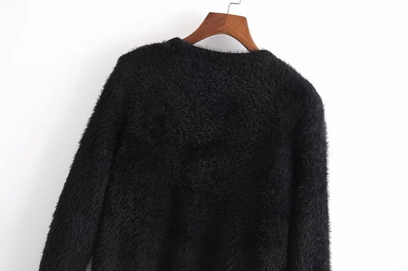 FUR CROPPED KNITTED CARDIGAN