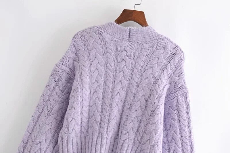 CROPPED CABLE-KNIT CARDIGAN