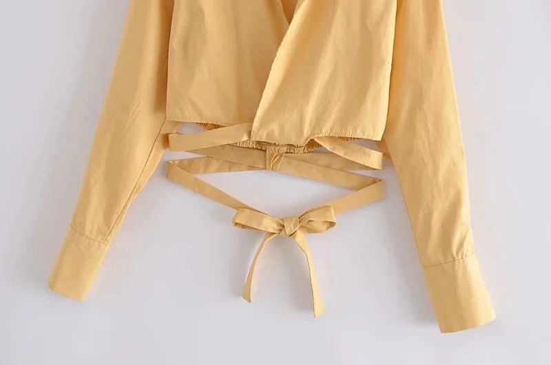 TIED CROPPED BLOUSE