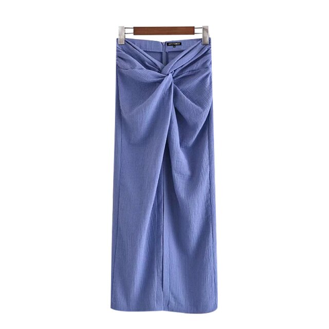 TEXTURED MIDI SKIRT WITH KNOT
