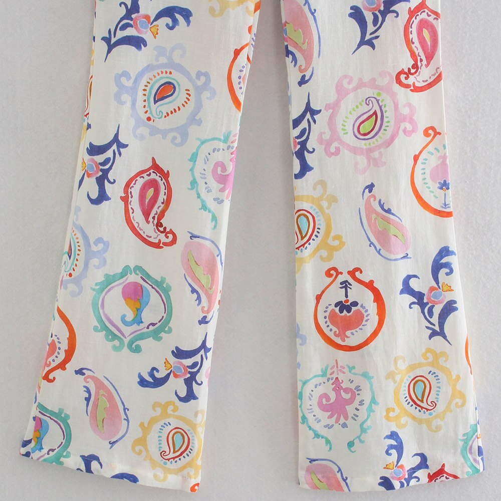 PRINTED FLARED TROUSERS