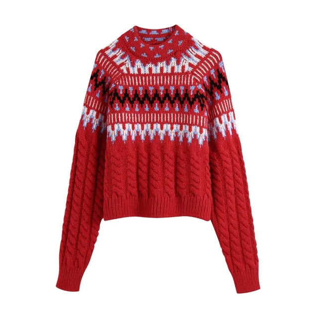 CABLE-KNIT JACQUARD SWEATER