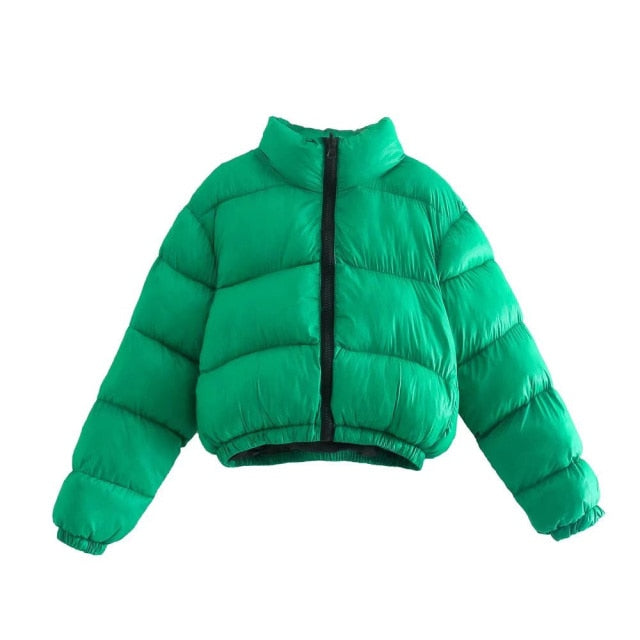 GREEN CROPPED PARKAS COAT