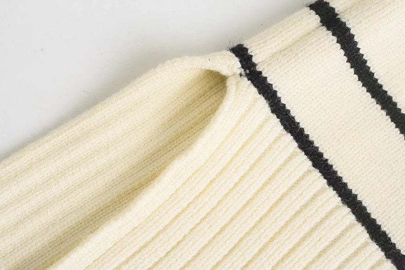 STRIPED ASYMMETRY KNITTED SWEATER