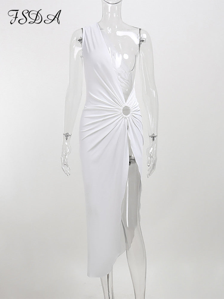 WHITE ONE SHOULDER DRESS