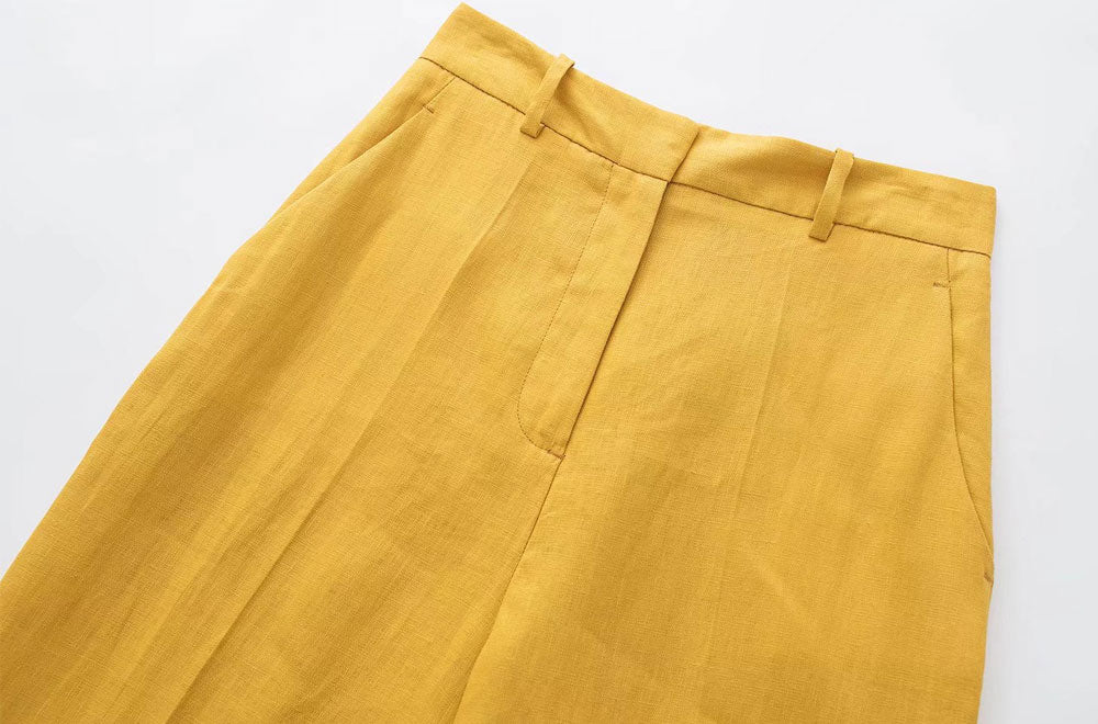YELLOW LINEN TROUSERS