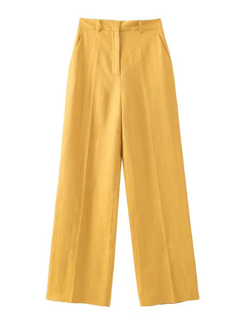 YELLOW LINEN TROUSERS